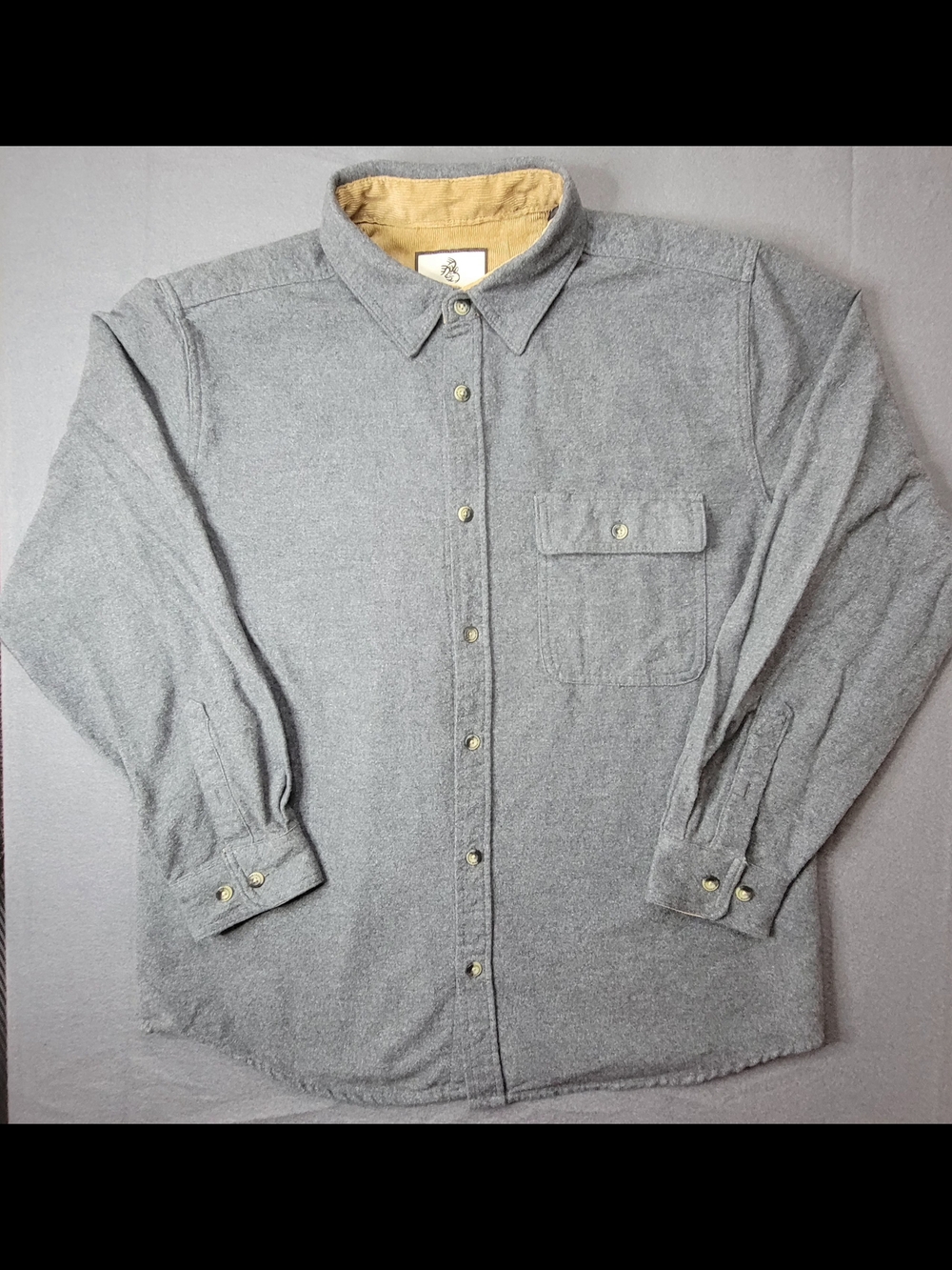 Legendary Whitetails Gray Jacket with Tan Corduroy Collar Size L